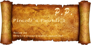 Pinczés Paszkál névjegykártya